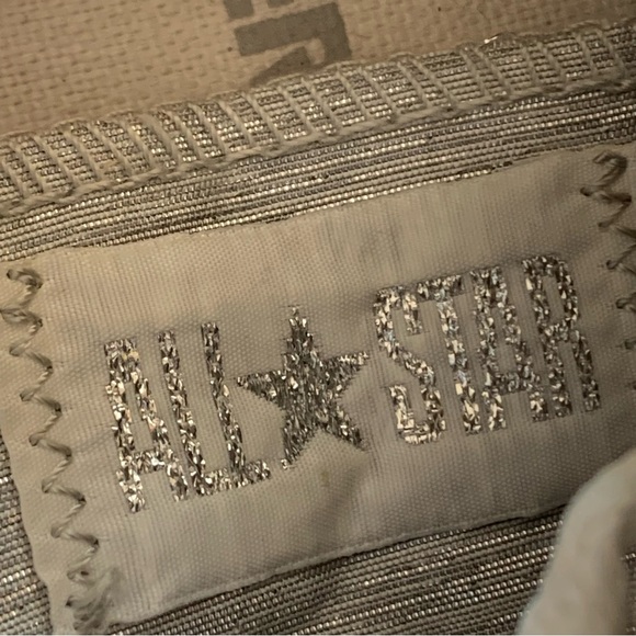 Converse | Size 7 All Star Sneakers metallic Silver Lace up minimalist low tops - Picture 10 of 16